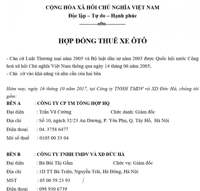Hợp đồng thuê xe 3 Hop Dong Thue Xe 1