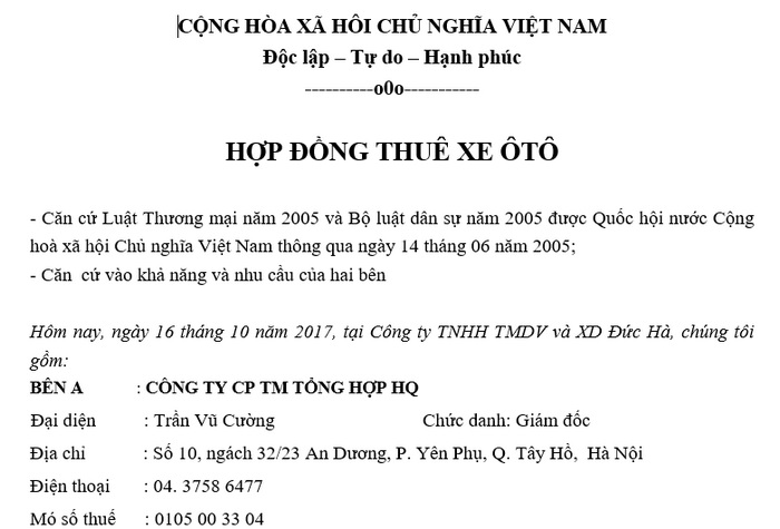 Hợp đồng thuê xe 4 Hop Dong Thue Xe 2